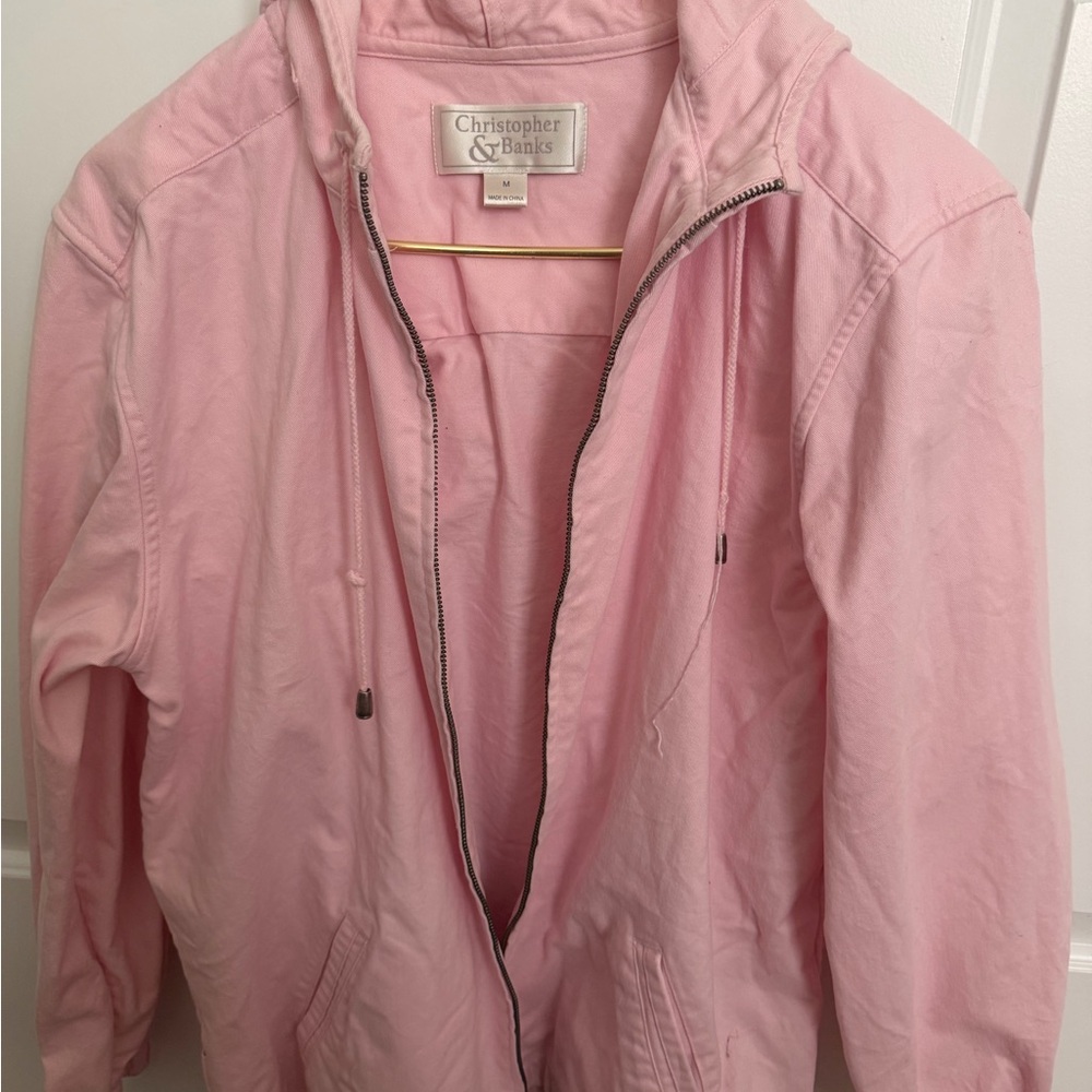 Christopher & Banks Light Pink Hooded Bomber Jacket